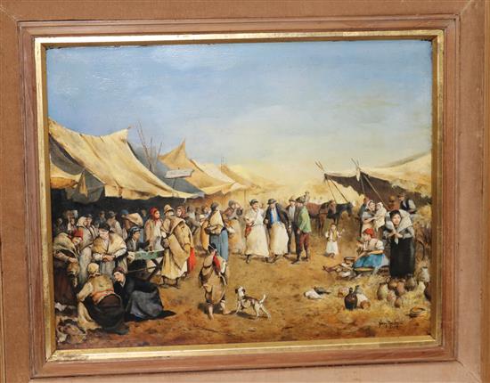 Eastern European School Market scenes 15.5 x 19.5in.